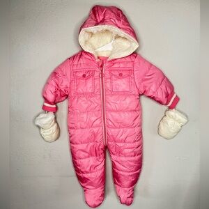 URBAN REPUBLIC Baby Girl's Hooded Faux Shearling Lined Footie 0-3 months